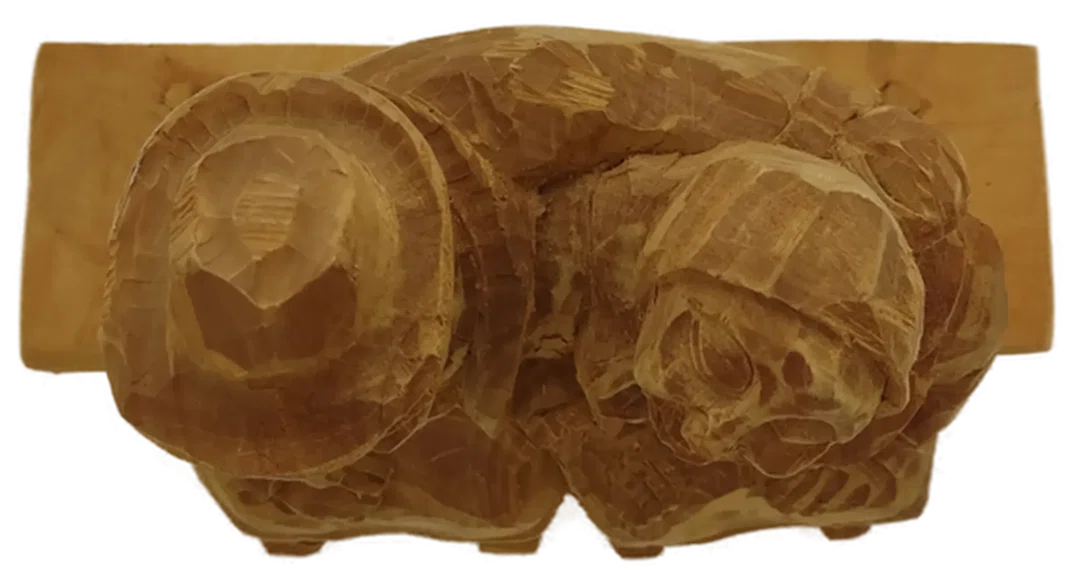 Holz Figur Altes Pärchen auf der Bank – Bild 2