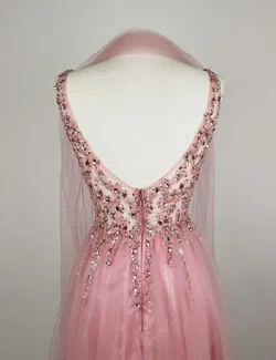 Mascara Ballkleid Rosa mit Steinen inkl. Schal - EU 34 / 100% Polyester - Bild 5