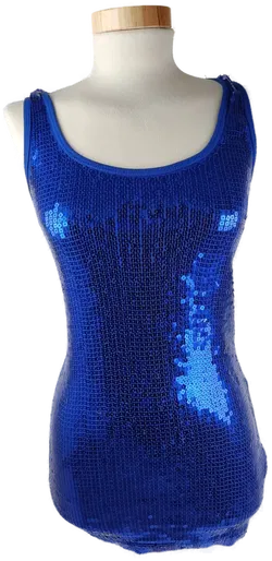 Top 'forever', ärmellos mit Rundhalsausschnitt, royal blue mit Pailletten, Größe XS - Bild 1