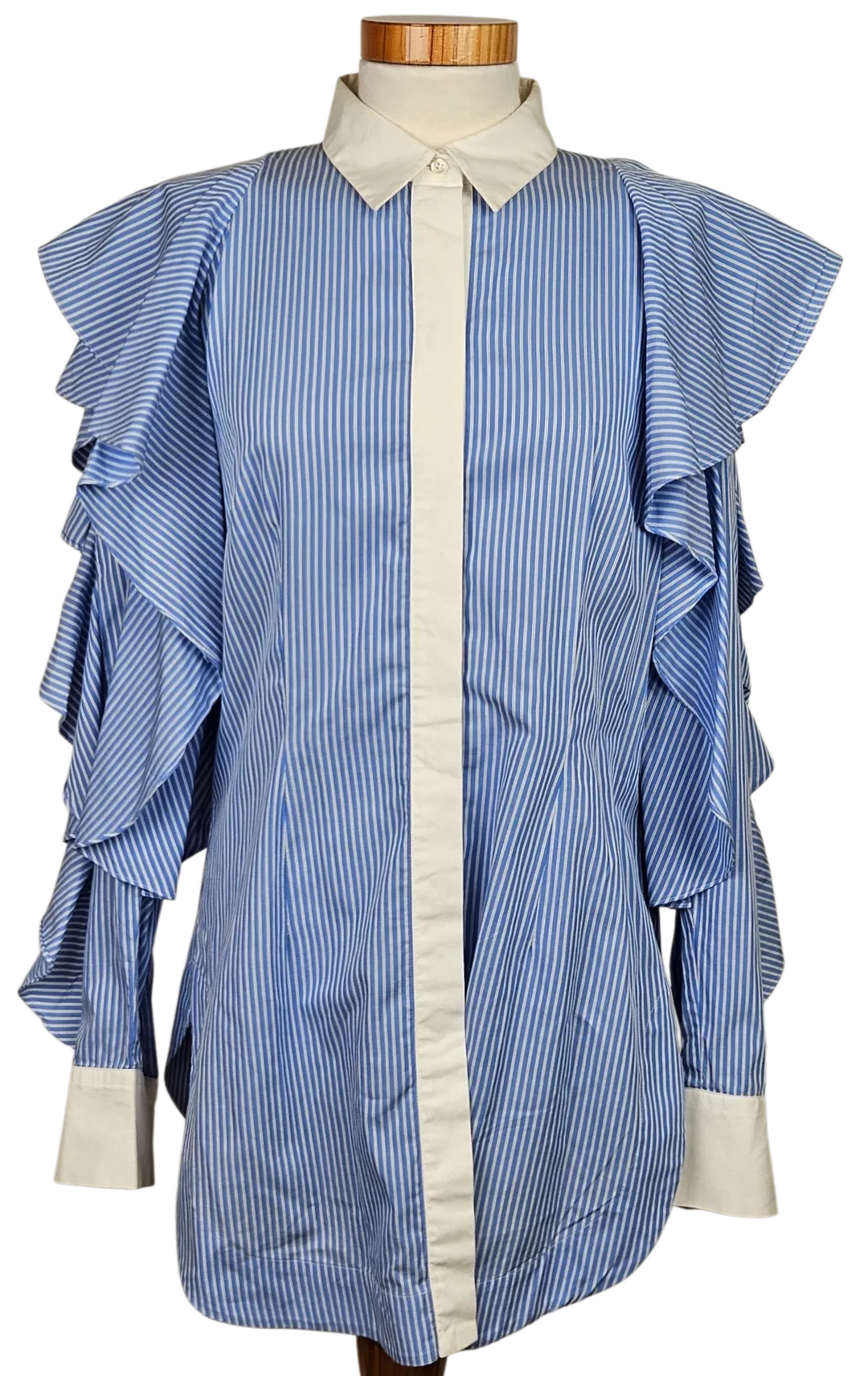 SARA BATTAGLIA Damen Bluse, blau/weiß -Gr. M - Bild 1