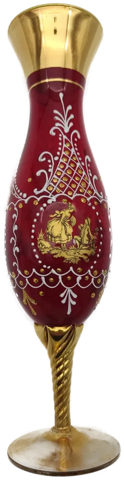  Glas aus Italien rubinrot mit goldenen Akzenten - Bild 1