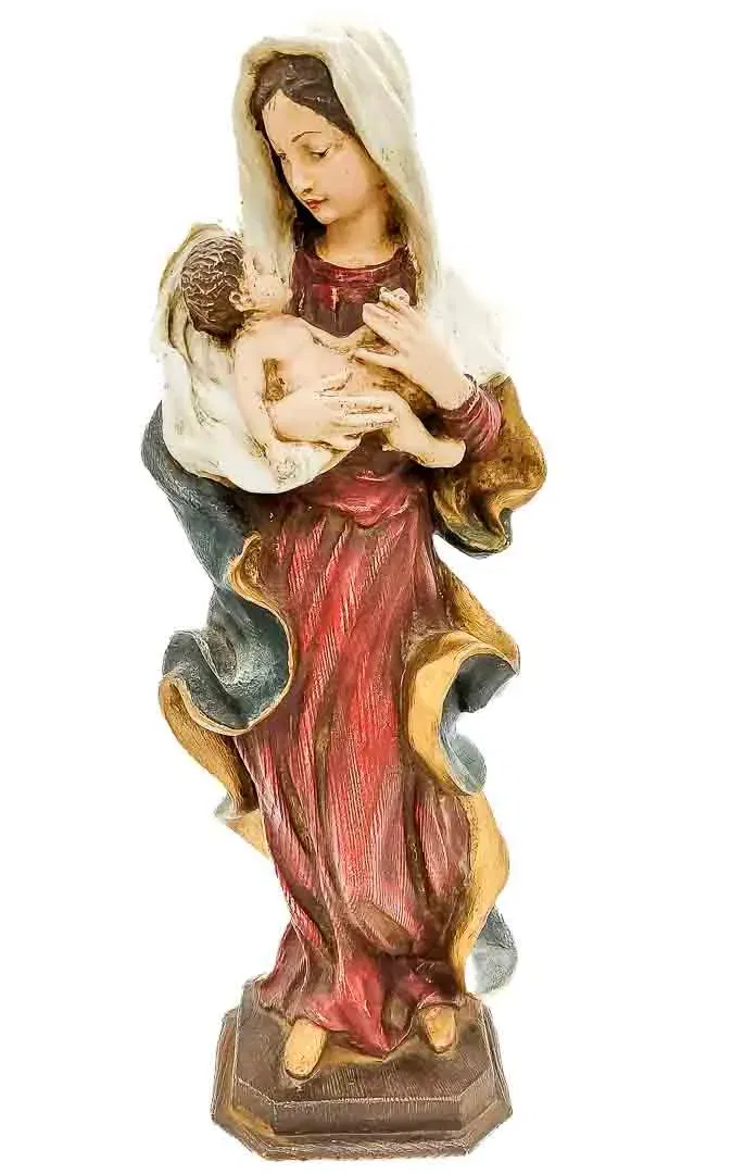 Madonna mit Kind / Marienstatue aus Holz handbemalt Höhe 46cm - Bild 4
