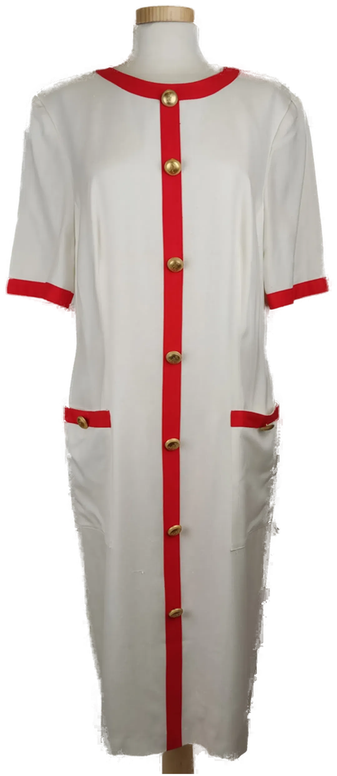 Janina Damen Midikleid weiß mit roten Säumen - L/40 - Bild 1