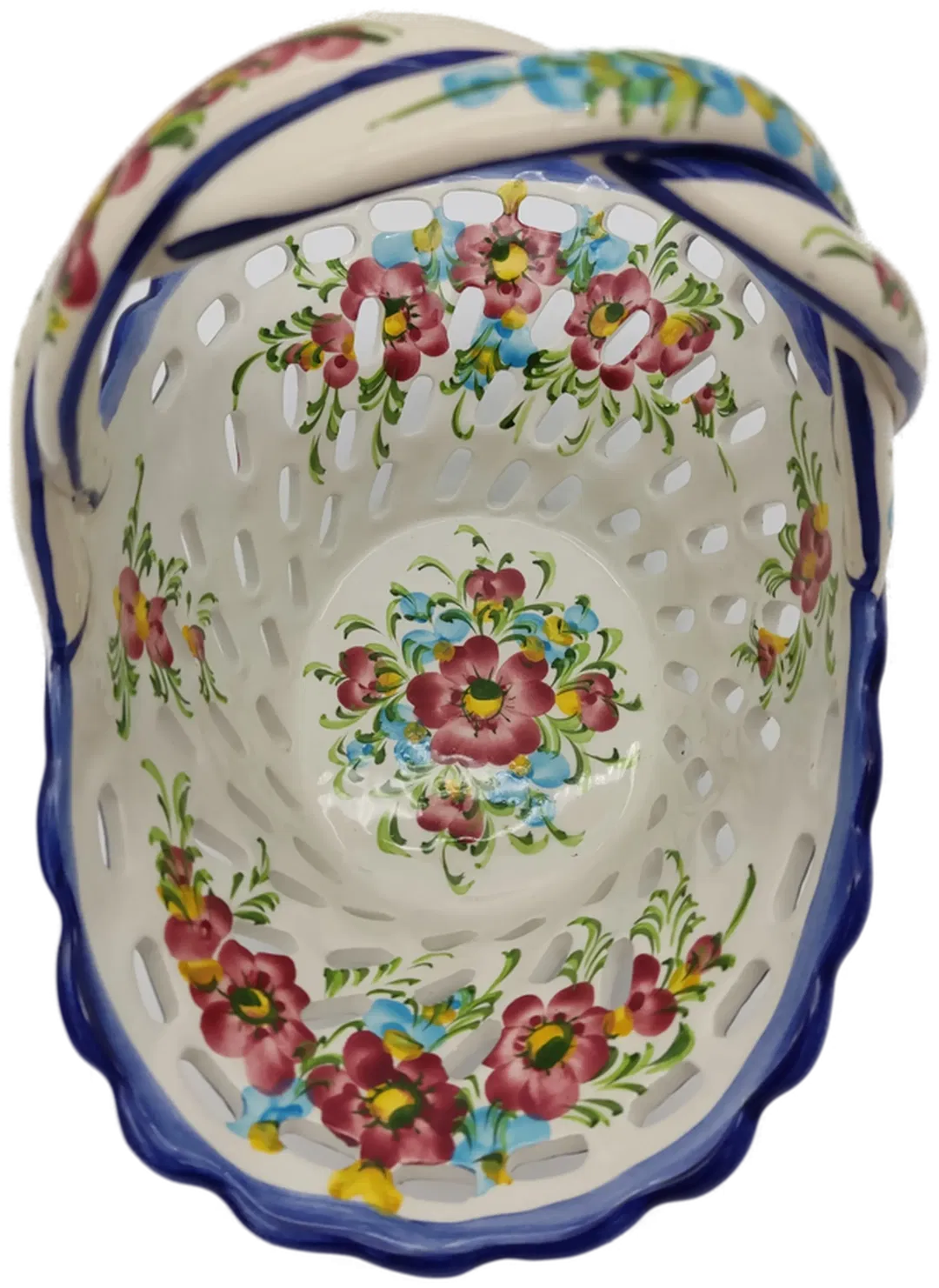 Vintage Obst- Blumenkorb Keramik mit Blumendekor - H/21 cm - Bild 1