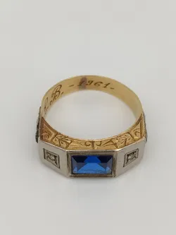 Vintage-Ring aus Gold 18 Karat mit blauem Stein - Bild 2