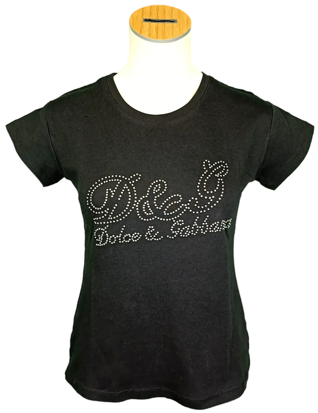 Dolce & Gabbana Damenshirt schwarz mit Strasssteinlogo Gr. XXL – Bild 1