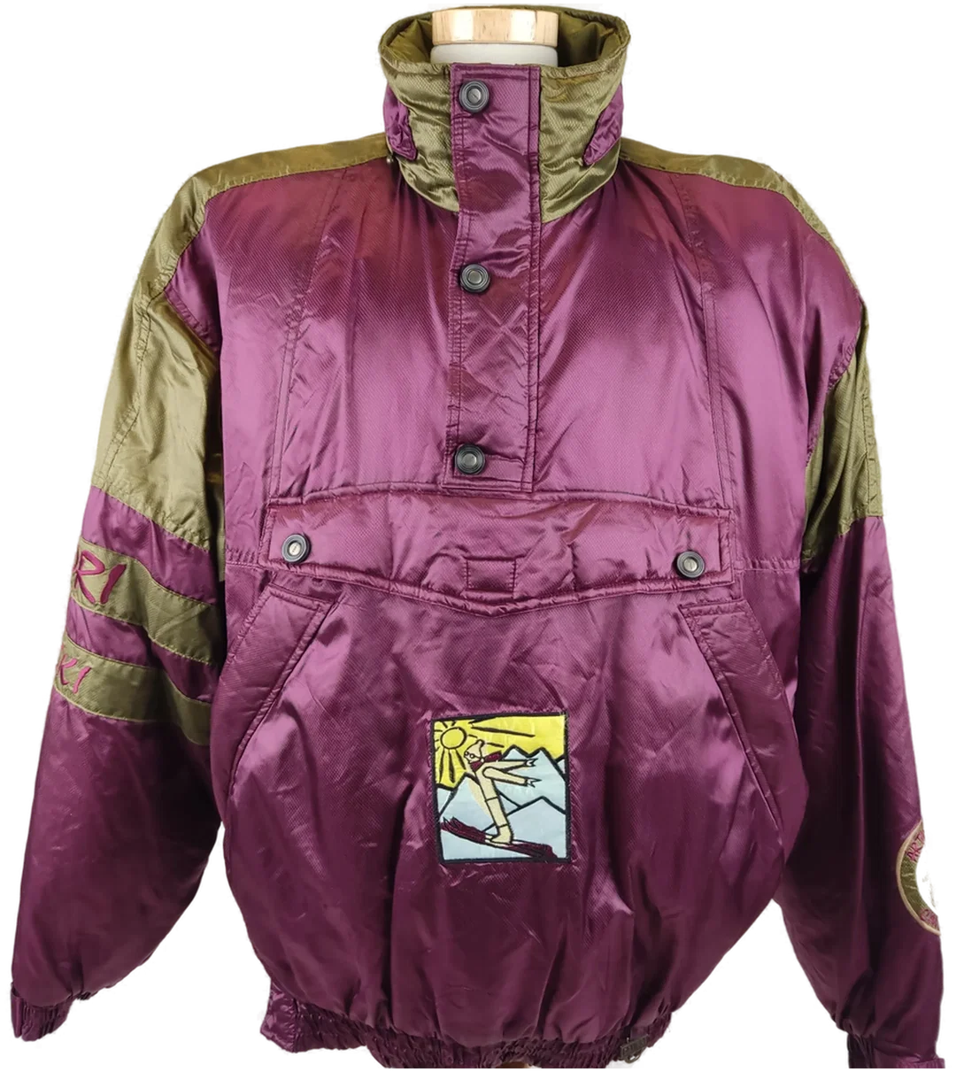 Vintage Campri Herren Herren Ski-Windjacke lila-grün - XL/52 - Bild 4