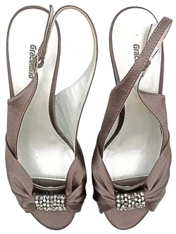 Graceland Damen Peeptoe Slingback Pumps grau/lila Gr. 38 – Vorschau 4