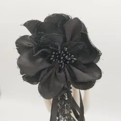 Schwarze Blumen-Brosche - ca. 37cm insgesamt  - Bild 2