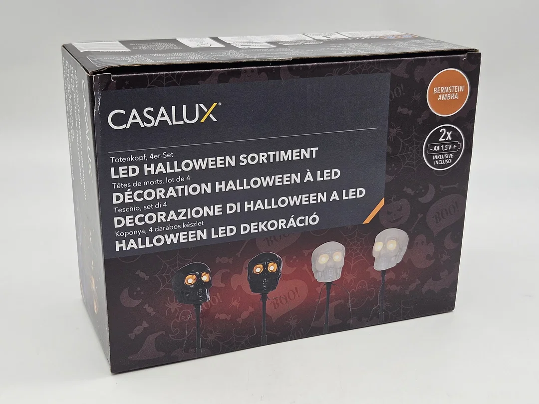 LED-Deko für Halloween "Totenkopf" (4er-Set) – Bild 1