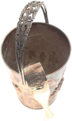 Vintage Eiskübel aus Dänemark mit Zange – punziert (Wal & Denmark) – Reliefdekor - Bild 2