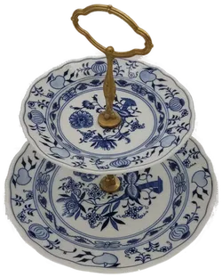 Karlsbader Zwiebelmuster Etagere blau Vintage - Bild 1