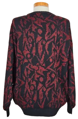 FREE LIFE Vintage Damen Pullover, schwarz/rot - Gr. XL  - Bild 3