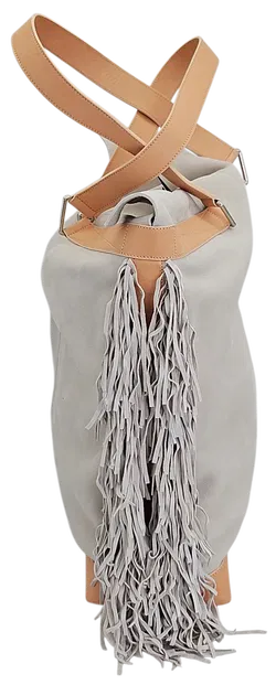 Max V. Koenig Damen Handtasche mit Fransen, grau/creme - groß - Bild 2