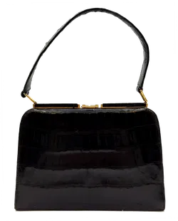 Kaimanleder Damen Vintagetasche schwarz - Bild 2