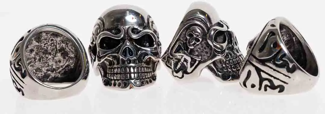 Jewelry We Herrenring  Edelstahl Totenkopf Edelstahlringe, Schwarz Silber Ringgröße 10-11 – Bild 2