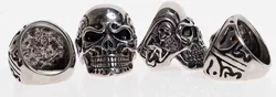 Jewelry We Herrenring  Edelstahl Totenkopf Edelstahlringe, Schwarz Silber Ringgröße 10-11 - Bild 2