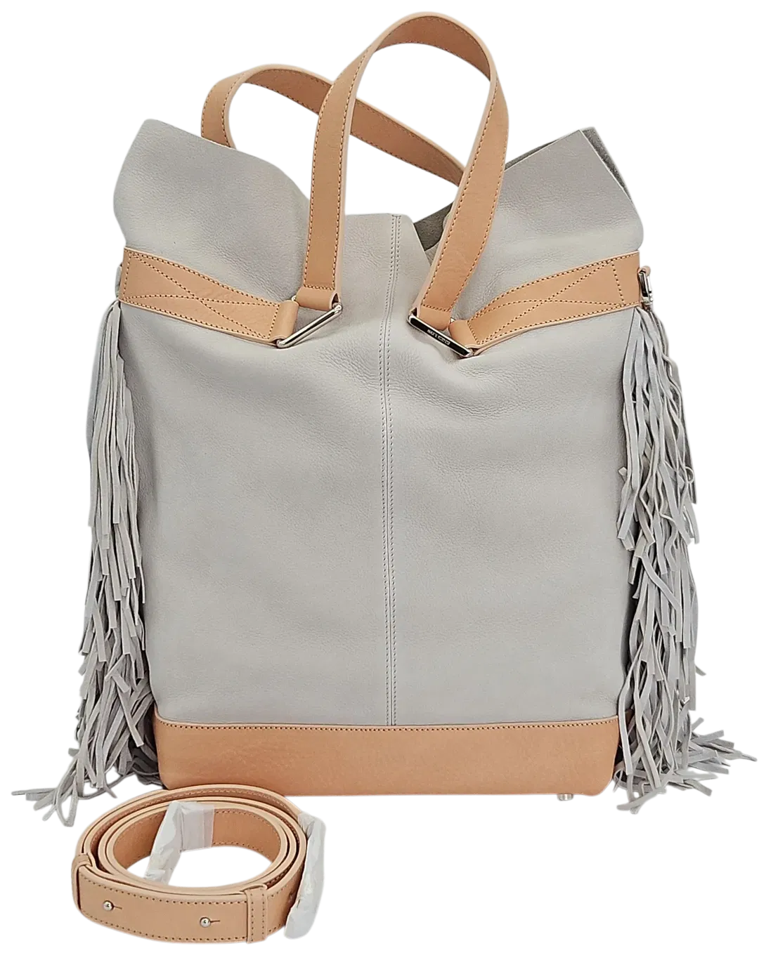 Max V. Koenig Damen Handtasche mit Fransen, grau/creme - mittel - Bild 1