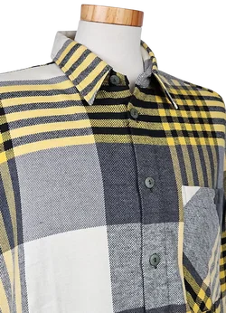 LUIGI Vintage Herren Hemd, gelb/grau - Gr. L  - Bild 4