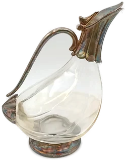 Glas-Dekanter in Entenform mit Versilberten Details – Vorschau 4