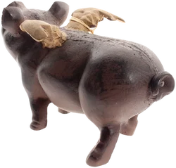 Geflügeltes Schwein – schwere Deko-Skulptur | vermutlich Messing | ca. 29 cm – Vorschau 3