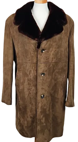 Vintage Herren Ledermantel, braun - Gr. XL  - Bild 1