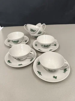 Thomas, 5 Kaffeetassen "Grüne Blume", 50er, Vintage – Vorschau 1