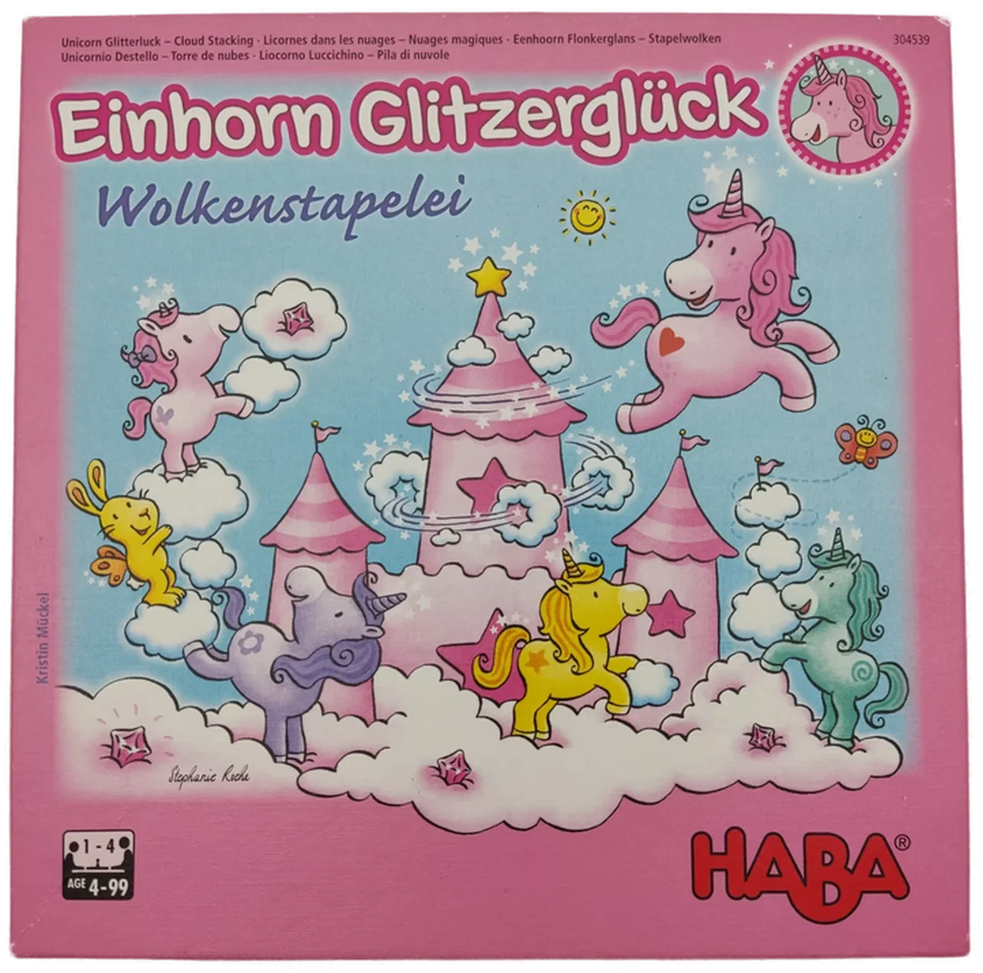 HABA Einhorn Glitzerglück Wolkenstapelei (Ab 4) | Kooperatives Stapelspiel – Bild 4