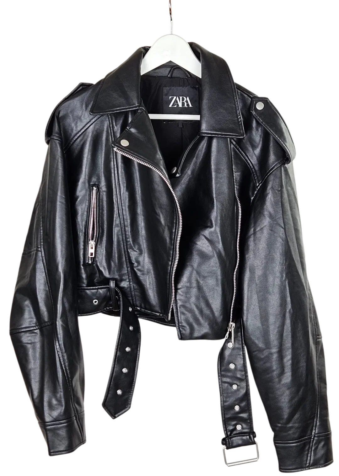 Zara Damen Kunstlederjacke, schwarz - Gr. L – Bild 2