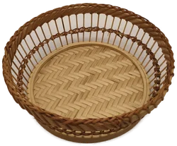 Runder Brotkorb, Dekokorb aus Bambus und Rattan, 24 cm