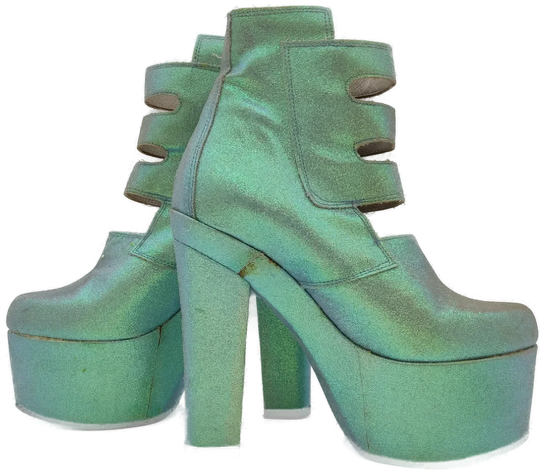 El Dantes Vintage Damen Glitter Plateau-Boots, türkis - Gr. 39 – Bild 2