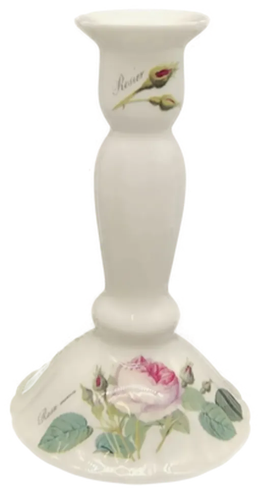 Roy Kirkham Porzellan/Keramik Kerzenhalter weiß mit Blumenmuster Höhe ca 18cm - Bild 1