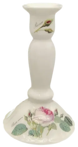 Roy Kirkham Porzellan/Keramik Kerzenhalter weiß mit Blumenmuster Höhe ca 18cm - Bild 1