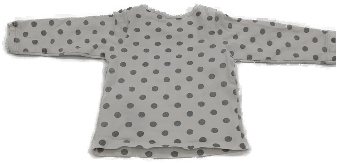 Baby T-Shirt "Kanz" langarm mit Rundhalsausschnitt, weiß mit grauen Punkten, Größe 56 – Bild 2