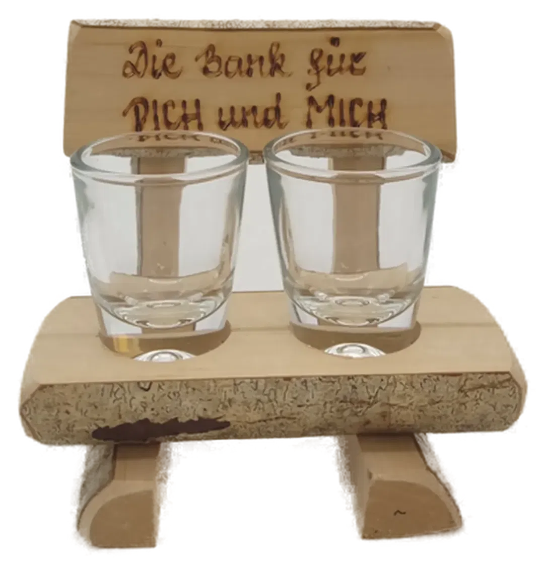 Holzänkchen mit Schnapsgläsern - Bild 1