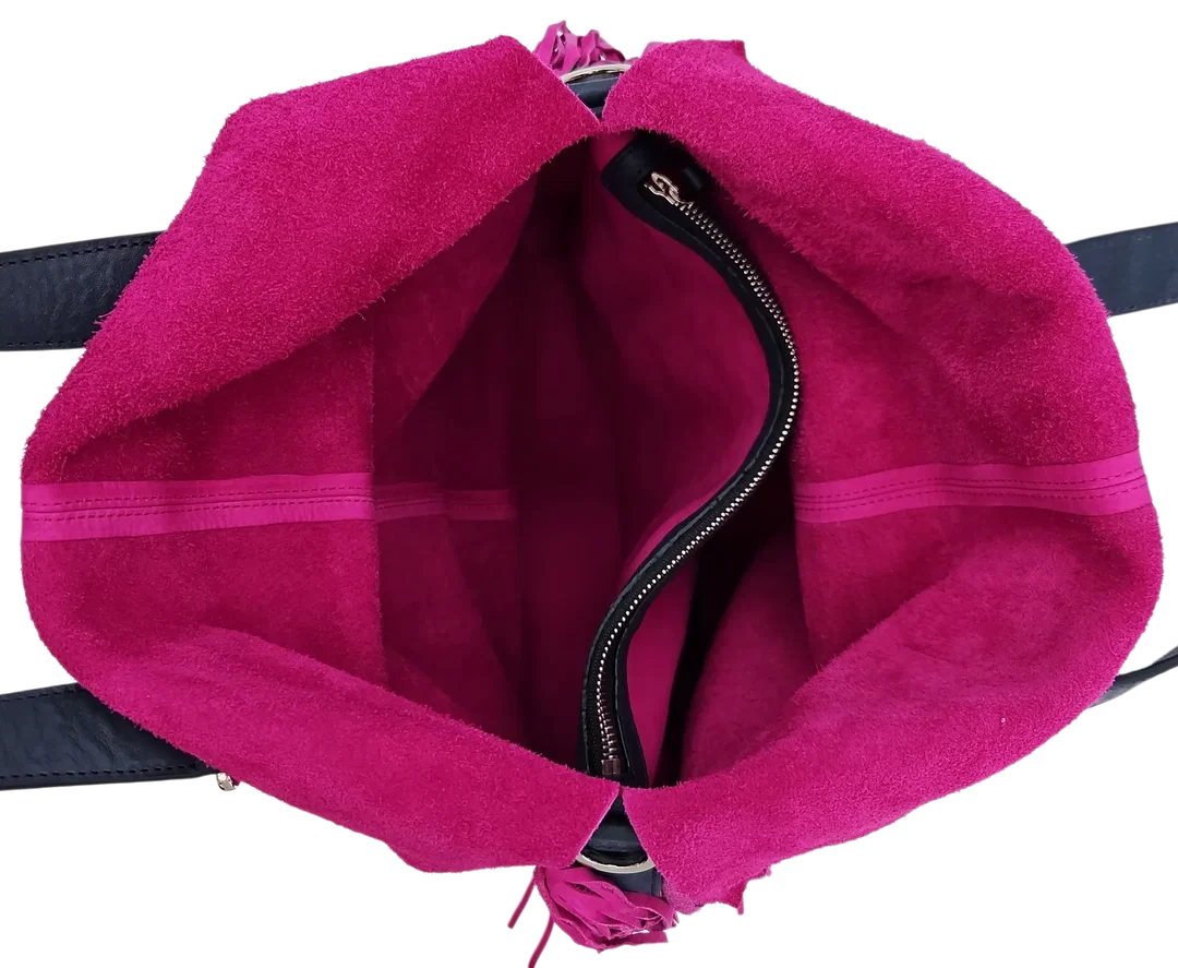 Max V. Koenig Damen Lederhandtasche mit Fransen, lila - Höhe ca. 37 cm – Bild 4