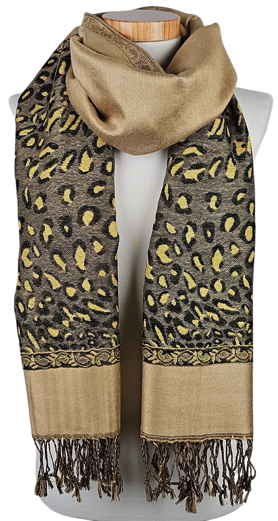 Damen Schal - gold/Leopardenmuster - Bild 1