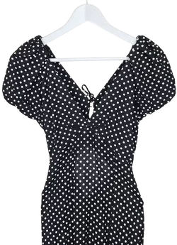 ZARA Damen Maxikleid mit Polka Dots, schwarz/weiß - Gr. S - Bild 3