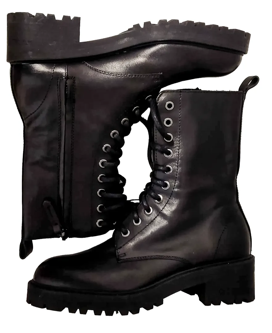 Massimo Dutti Leder Schnürstiefeletten Boots Schwarz Gr. 36 - Bild 4