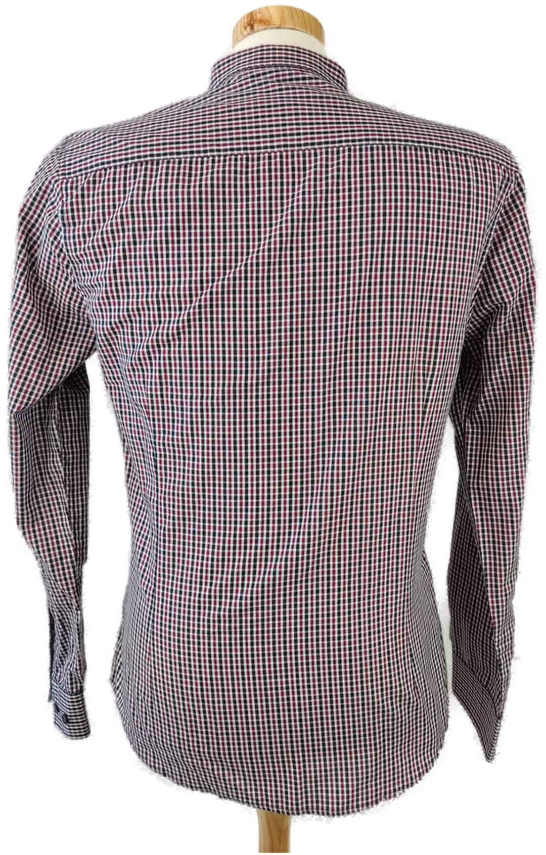 SMOG Herrenhemd rot, schwarz kariert - M (Slim fit) – Bild 3
