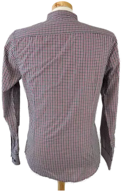 SMOG Herrenhemd rot, schwarz kariert - M (Slim fit) - Bild 3