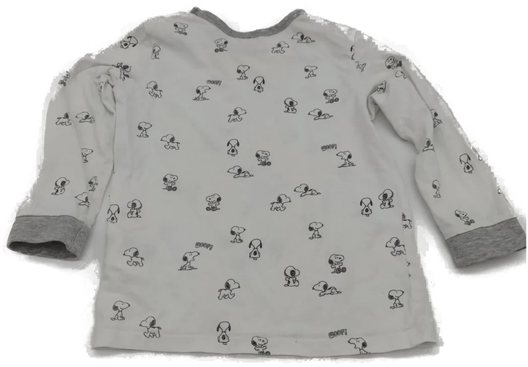 T-Shirt "Snoopy", langarm mit Rundhalsausschnitt, weiß mit Aufdruck, Größe 92 – Bild 3