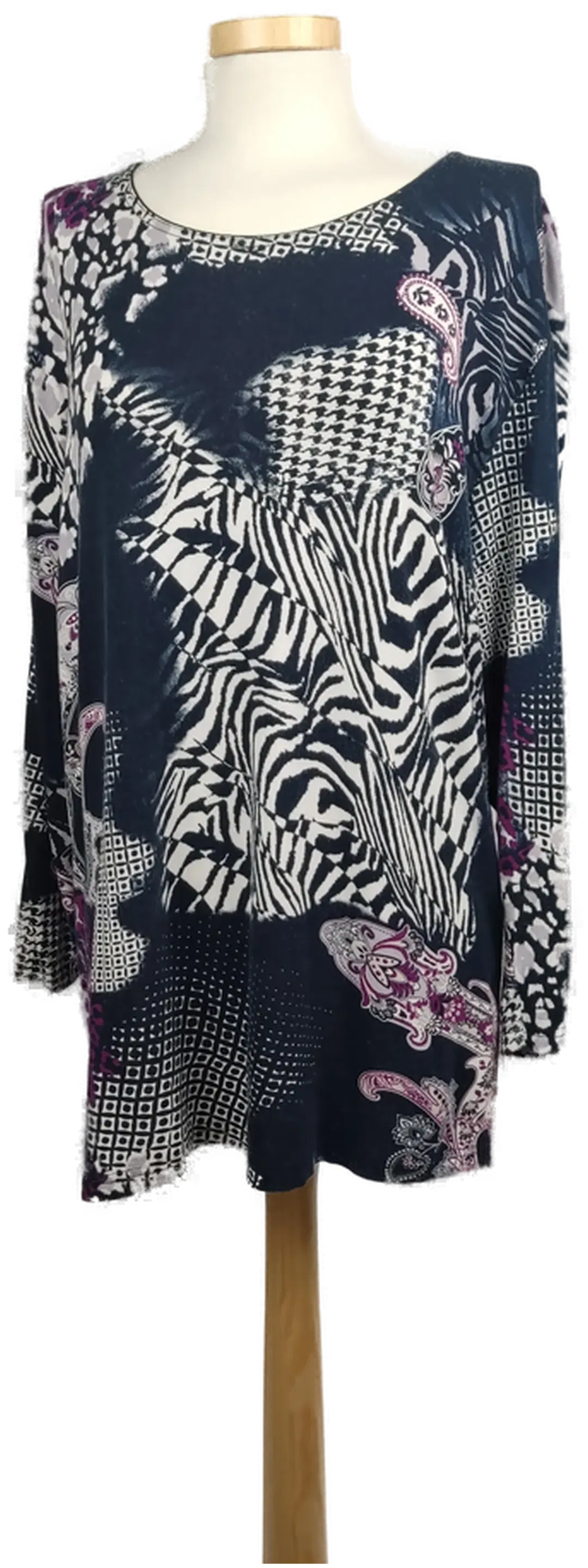 Casual Look Damen-Langarmshirt gemustert - XL/42 - Bild 1