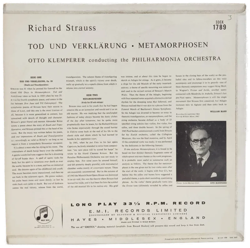 Vinyl LP - Richard Strauss - Death and Transfiguration, Metamorphosen  – Bild 2