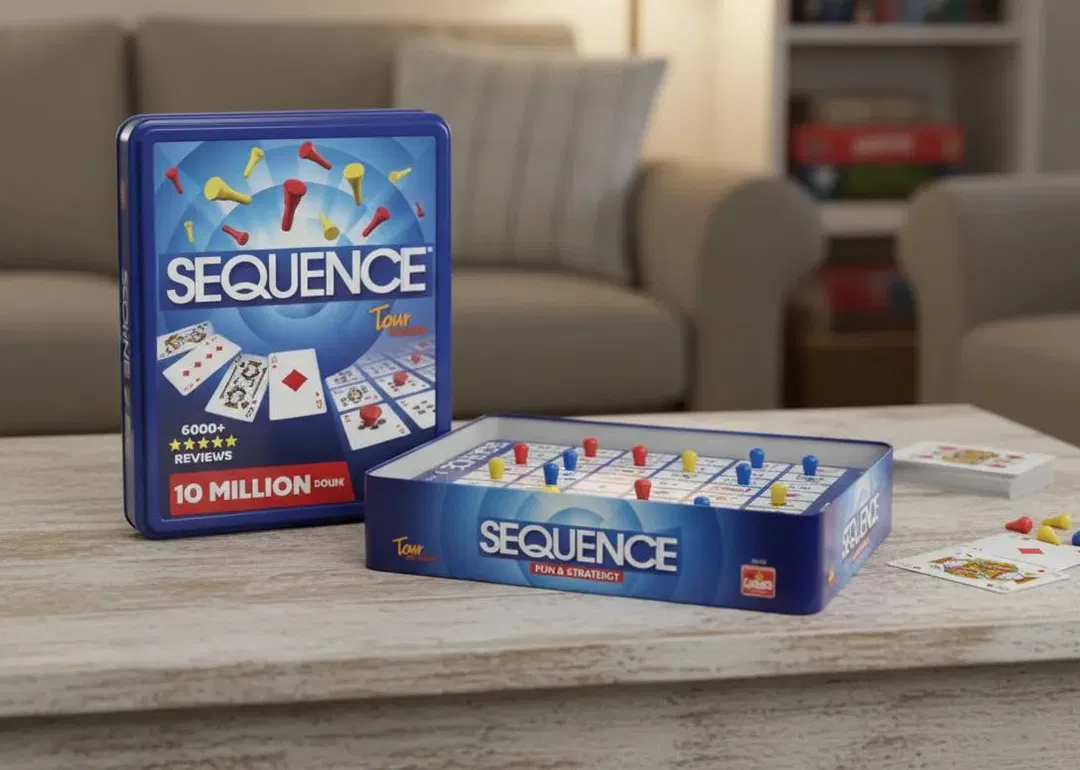 Sequence – Tour Edition – Goliath – Strategiespiel in Metalldose | ab 7 Jahren | 2–4 Spieler | Komplett - Bild 1