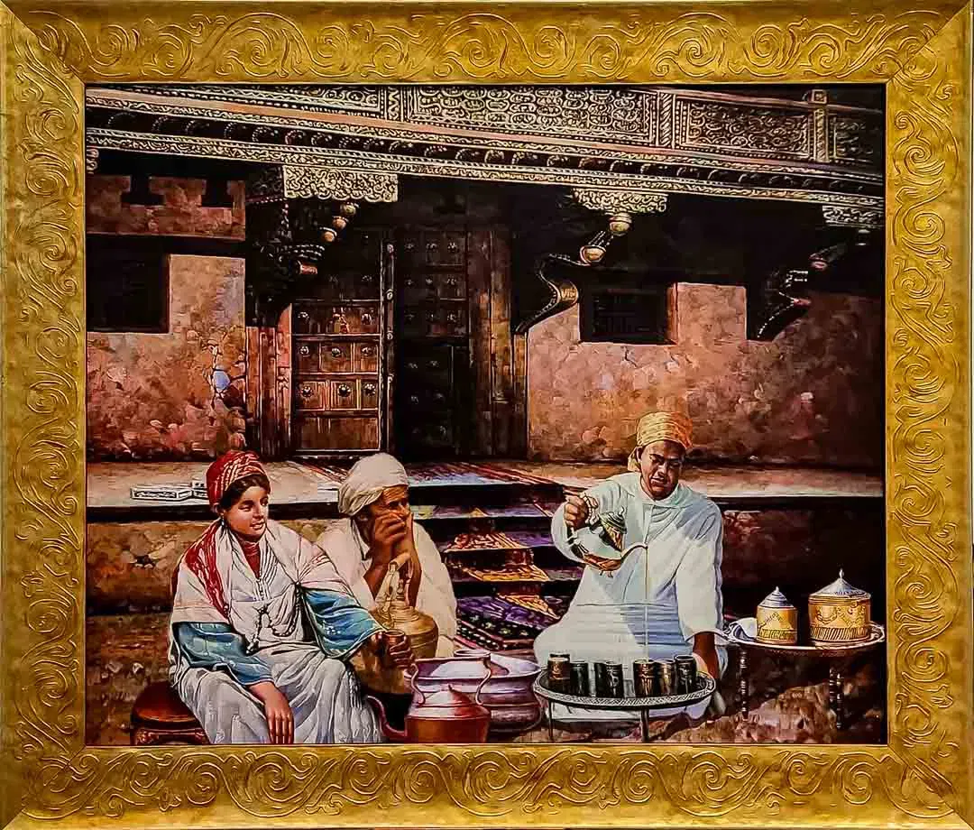 Prachtvolles Orient-Gemälde im opulenten Goldrahmen 72 x 61,5 cm - Bild 4