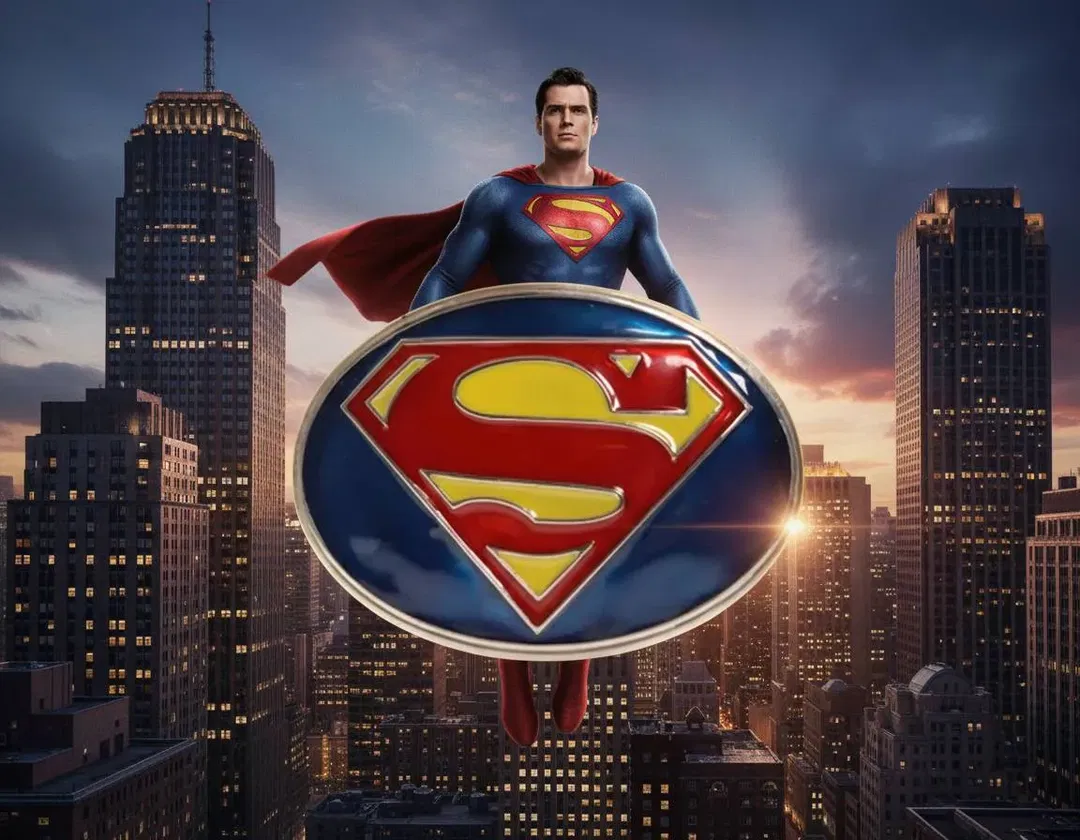 Gürtelschnalle „S“-Wappen (Superman-Design), Metall mit Emaille — Länge ca. 10 cm - Bild 2