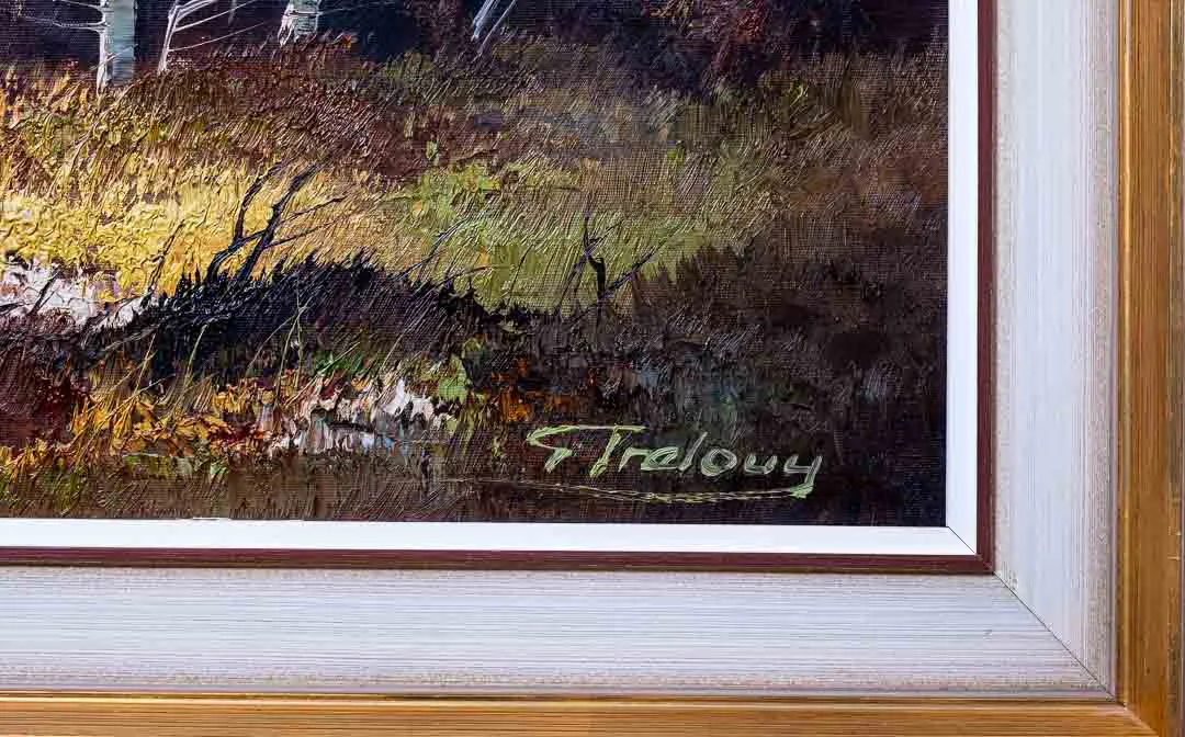 Bild Gemälde See mit Gebirge, Öl auf Leinwand, Signiert G. Trelony – Bild 2