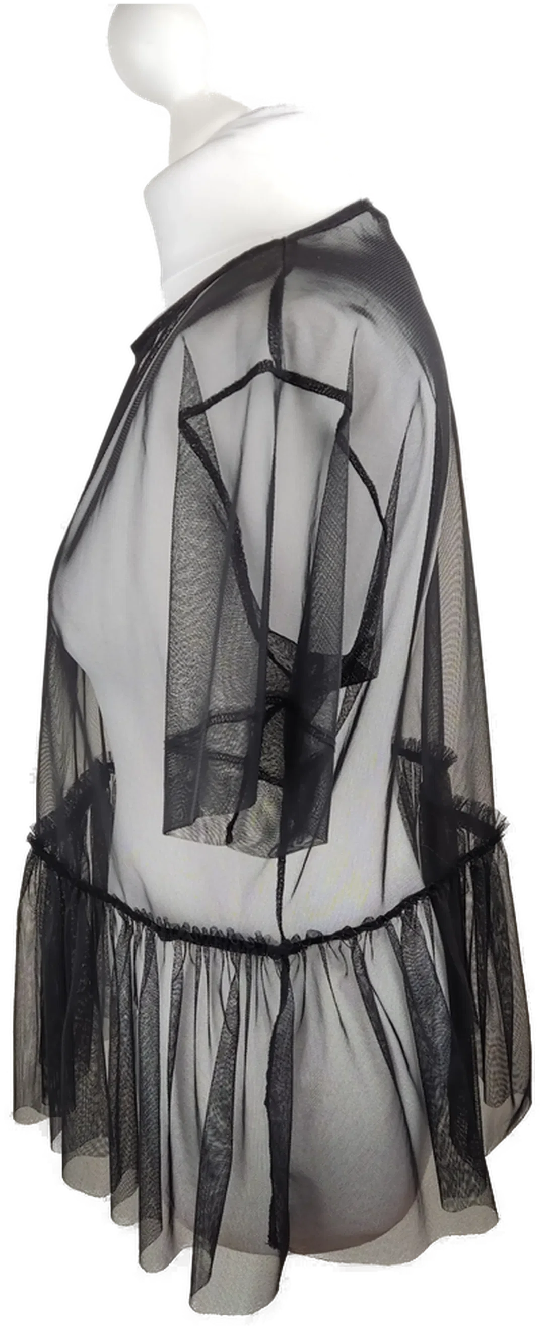 Zara Damen-Oberteil Transparent Schwarz | Abendmode – Bild 3
