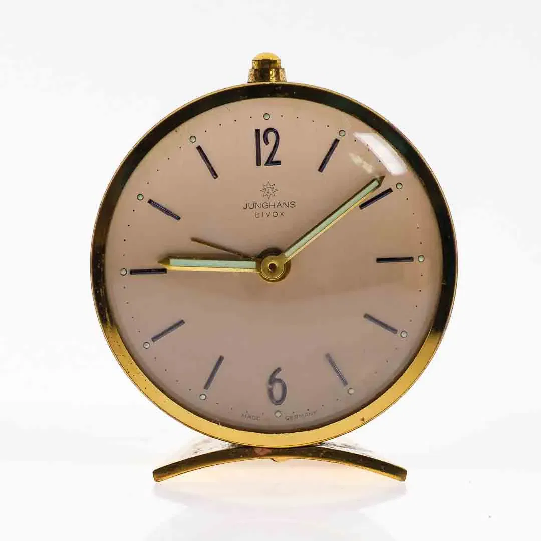 JUNGHANS Vintage Tischuhr mit Weckerfunktion in braun-gold - Bild 1